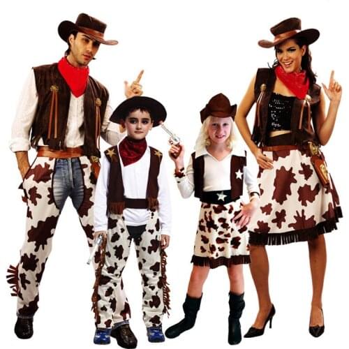 Children Adults West Cowboy Cosplay Costume Boys Girls Men Women Performance Costumes Dress Party Purim Halloween Christmas