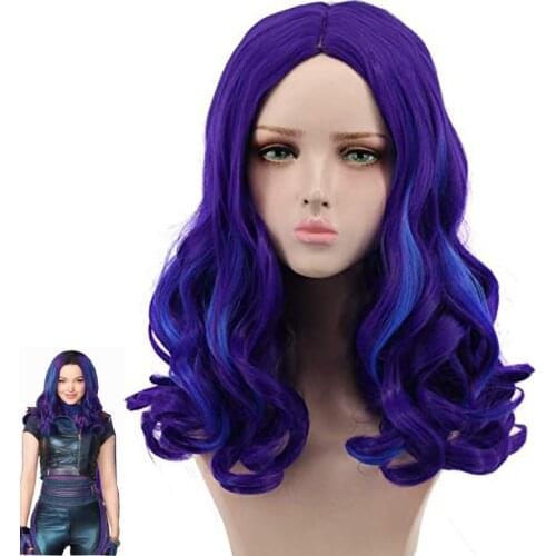Descendants 3 Mal Wig Adult Long Curly Synthetic Hair Fashion Costume Cosplay Wigs For Women + Wig Cap