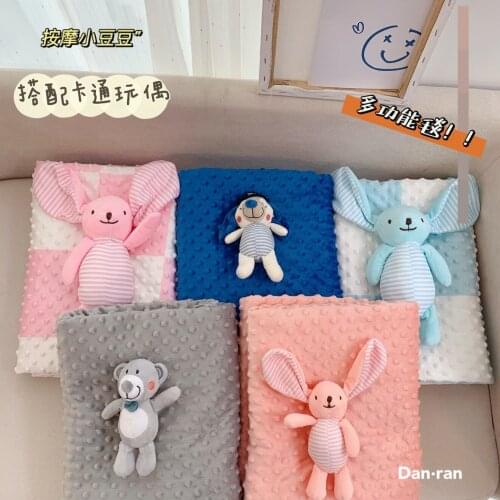 Double Layer Baby Peas Blanket Children Nap Quilt Boys Girls Blanket(with Gift Doll)infant Swaddling Baby Bedding Appease Wrap