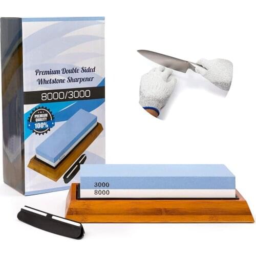 8000/3000 Grit Double-Sided Sharpening Stone Base Angle Guide Set Kitchen Knife Sharpener Grinding Whetstone Apex Egde Blade