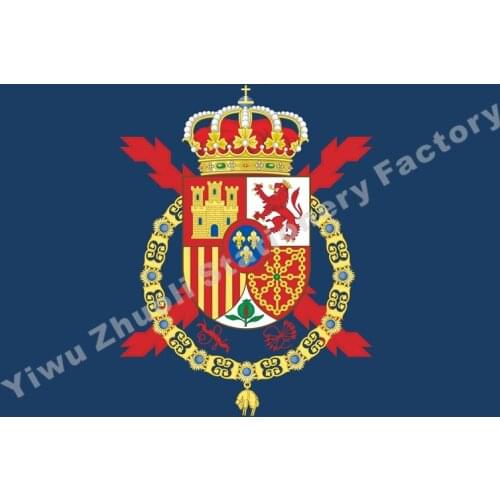 Spain Modern Spanish royalty flag 120X120cm (4x4FT) 120g 100D Polyester Double Stitched High Quality Banner Free Shipping