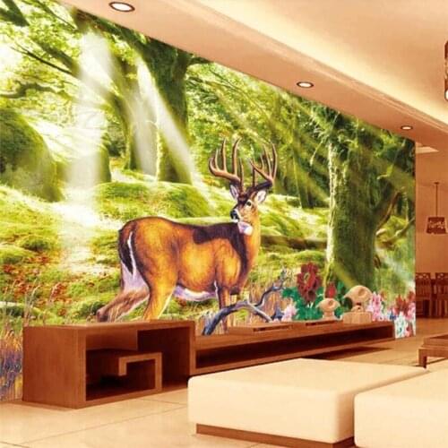 Wellyu Forest forest deer dream TV background wall custom large mural wallpaper papel de parede para quarto