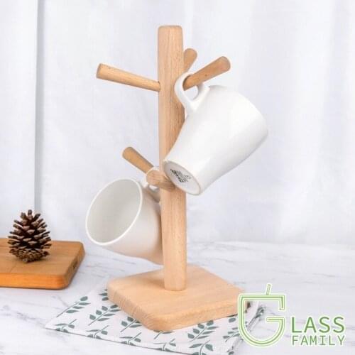 GF Wooden Mug Rack with 6 Hooks Coffee Mugs Wine Holder Tree Cup Organizer Stand for Glasses Cups Shelf Organizer Kitchen Items