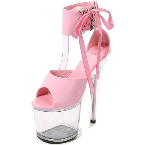 HOKSVZY Women Shoes High Heel Patent Leather Stiletto Sexy Transparent Waterproof Platform High Super Sandals Female Summer LFD