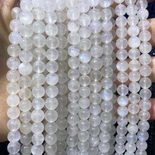 Fashion Natural Stone Beaded 4 5 6 7 8mm Round Blue Moonstone Loose Beads for Jewelry Making Necklace DIY Bracelet Accessories