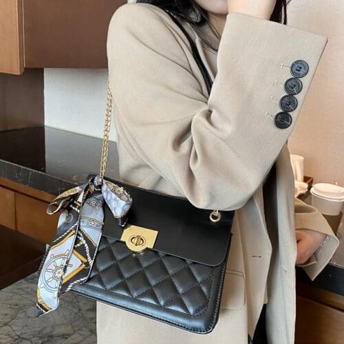 Fashion leather 100% side crossbody shoulder bags for women 2021 new luxury purses and handbags female korean Chain Underarm bag