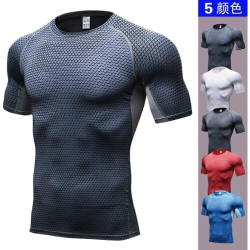 Muscleguys Men Compression Shirts 3D Fitness Short Sleeves t-shirt Base Layer Skin Tight Gyms Weight Lifting T Shirts Homme