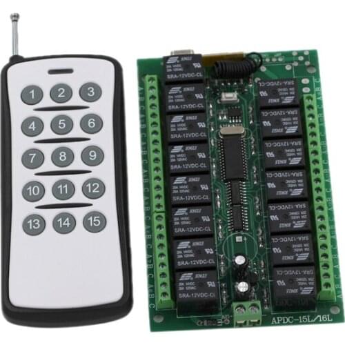 New Sale DC24V 15CH RF Wireless Switch Remote Control System Receiver&Transmitter Momentary Toggle Latched Adjust Learning