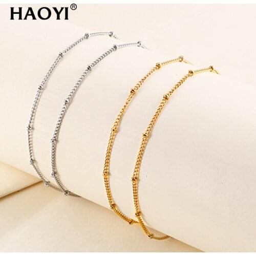 1.5mm Simple Fashion Gold NK Fine Bead Choker Necklace For Women Geometric Female Chain Necklaces Ladies Party Jewelry Gifts