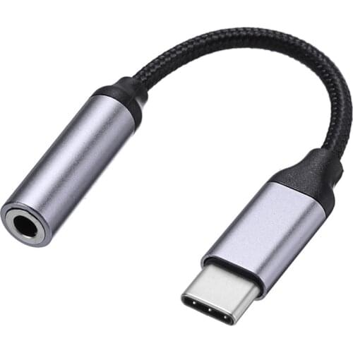 Silver USB Type C To 3.5mm AUX Adapter Audio Headphone Jack Cable Dongle Wire Android For Smartisan Nut 3 / Pro / Pro 2