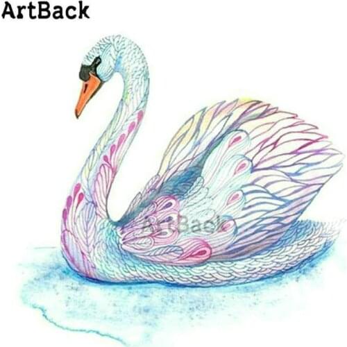 Full square 5d diy diamond painting swan pattern 3D round diamond embroidery childrens room decoration gift