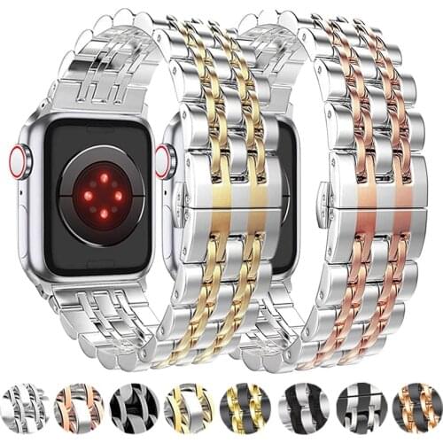 Stainless Steel Strap For Apple watch Band 6 5 SE 40mm 44mm Metal Link Bracelet for iwatch series 6 3 Bands 38mm 42mm Wristband