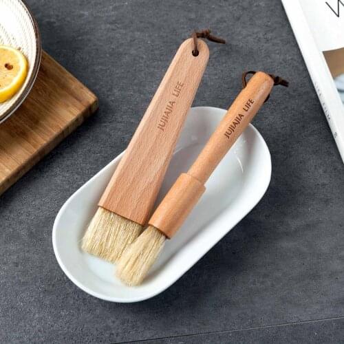 1Pc Wood Basting Brush BBQ Grill Oil Sauce Brush Pastry Bread Butter Brush Soft Fur Roast Meat Kitchen Cooking Tools
