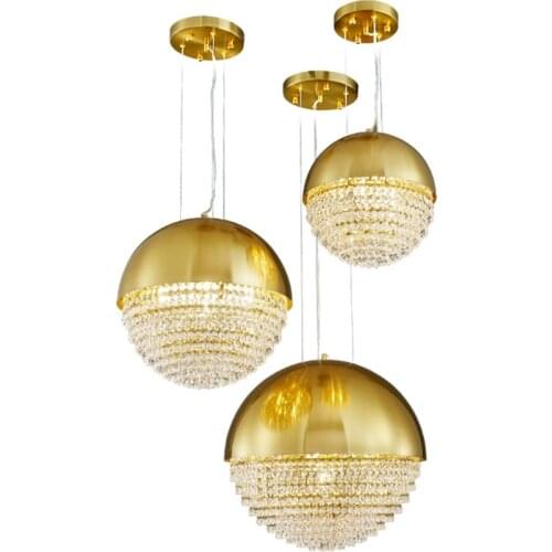 Modern Luxurious Gold Crystal Pendant Lights Bedroom Living Room Dining Room Study Ball Lamps Deco Hanging Lights Home Lighting