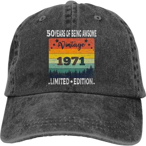 Vintage 1971 50th Birthday Gift 50 Years Of Being Awesome The Baseball Cap Peaked capt Sport Unisex Outdoor Custom Hats