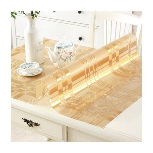 Soft glass pvc color waterproof rectangular household tablecloth table mat printed tablecloth crystal version free shipping