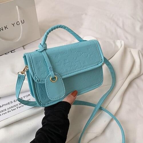 Embossed Bag Female 2021 Summer Fashion Casual Female Bag Creative Simple Handbag Net Red Texture Single Shoulder Messenger Bag