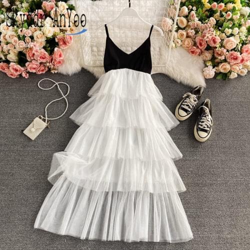 Woman Summer Long Dresses 2021 Femme Robe V-Neck Spaghetti Strap Sexy Dress For Holiday Mesh Elegant Women Beach Dress