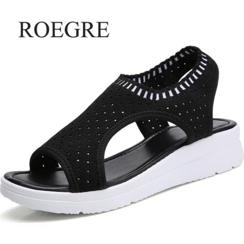 Women Sandals 2019 New Female Shoes Women Summer Wedge Comfort Sandals Ladies Flat Slingback Sandals Women Sandalias Roman Shoes