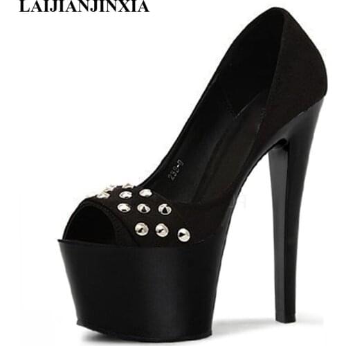 New black willow nail 17cm high heels hate sky-high womens shoes and crystal shallow-mouth Dance Shoes