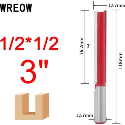 1PC 1/2 Shank Extra long 3" Blade 1/2" Cutting Dia Straight Router Bit Woodworking cutter Tenon Cutter for Wood Woodworki
