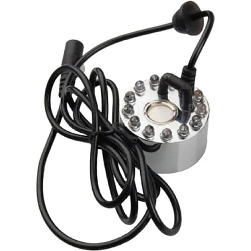 12 LED Red Yellow Blue Color Mist Maker Fogger f Fountains Water Feature Office