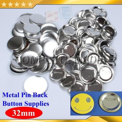 200 Sets 1-1/4" 32mm Pin Back Metal Pinback Button Supply Materials for Professional All Steel Badge Button Maker