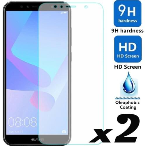 2x Explosion-proof Tempered Glass Screen Protector Ultra Thin Anti Scratch Bubble Free Front Films For Huawei Y6 2018 / Honor 7A