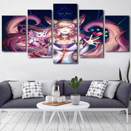 5 Piece Wall Art Canvas Anime Manga Posters Magical Fox Girl Figure Pictures And Prints Modern Living Home Decoration Paintings