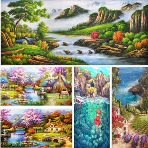100x50 5D DIY Diamond Painting landscape Full Square Drill Diamond Embroidery flower Cross Stitch Wall Sticker Decoration Home