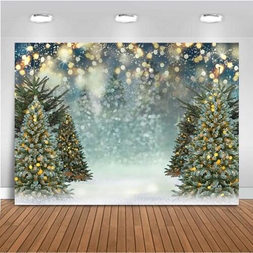 Glitter bokeh Christmas background for photography X-mas Forest Tree backdrop for photo studio light newborn Winter backgrounds