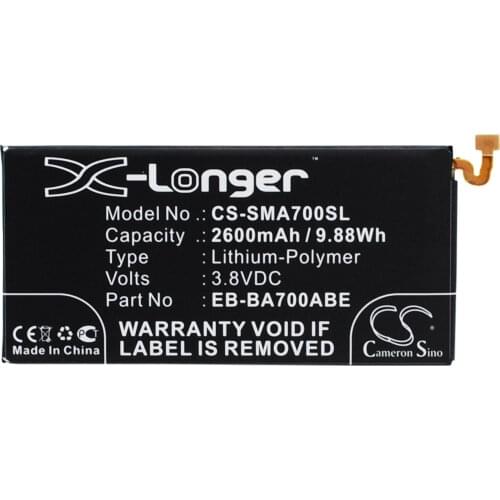 CS 2600mAh/9.88Wh battery for Samsung Galaxy A7,Galaxy A7 Duos,SM-A7000,SM-A7009,SM-A700F,SM-A700FD,SM-A700H