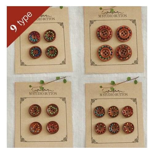 DIY Pure Manual accessories Wooden buttons stoving varnish strung on colorful ropes button spiral Peach Hearts 100pcs/lot