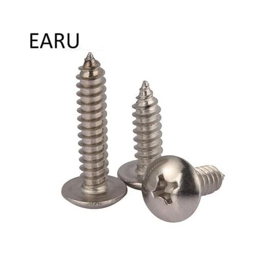 GB/T 50pcs M4*6-60mm 304 stainless steel large flat head self tapping screw round head phillips truss mushroom screws