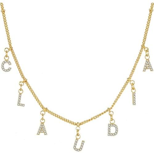 HIYONG Fashion Custom Necklace Pave Crystal Letter Customized Necklace Personalized Name Necklaces Jewelry Gifts for Women