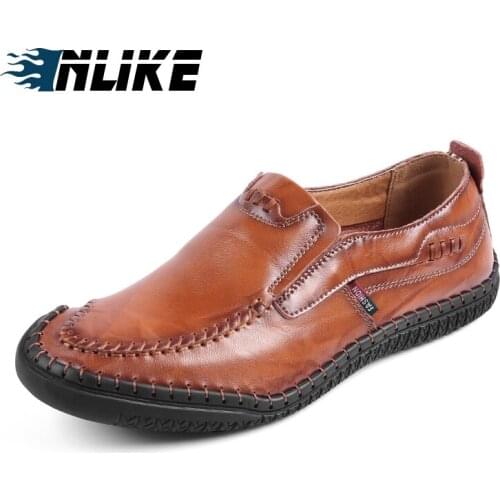 INLIKE Men Shoes Male Loafers Flats Genuine Leather Comfortable Casual Boat Walking Driver Footwear Gommino Driving Shoes