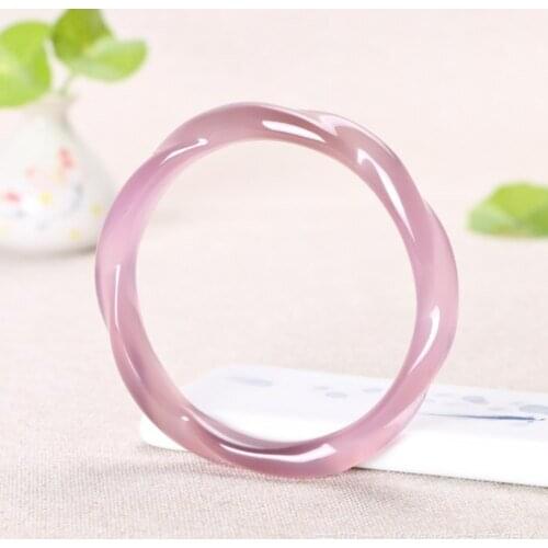 Natural pink chalcedony bracelet ice kind of onyx Bangle transit