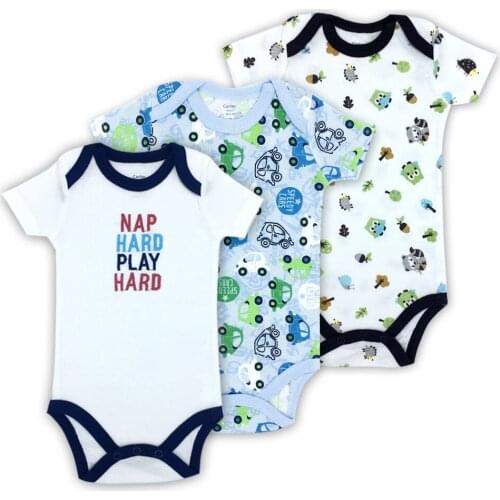 3PCS/lot Baby Boy Bodysuits 100%Cotton Infant Body Short Sleeve Clothing Similar Jumpsuit Printed Baby Clothes