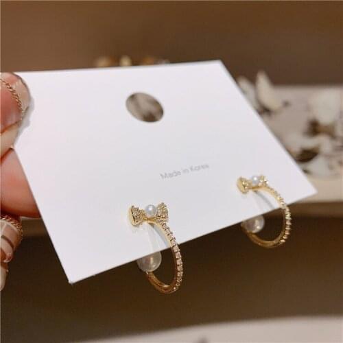 Korean earrings temperament popular bow earrings creative personality jewelry semicircular earrings for women