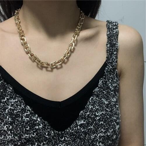 Hiphop Ins Big Chains Chokers Necklaces for Women Geometric Square Chain Statement Necklace Goth Jewelry Female Chunky Bijoux