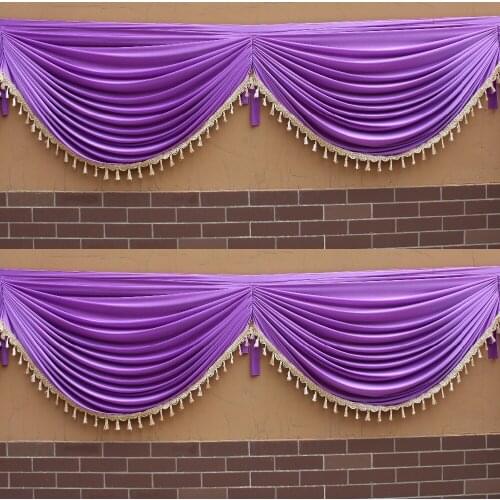 Ice silk fabric wedding swag with tassel curtain backdrop for table skirt party banquet birthday backdrop decoration