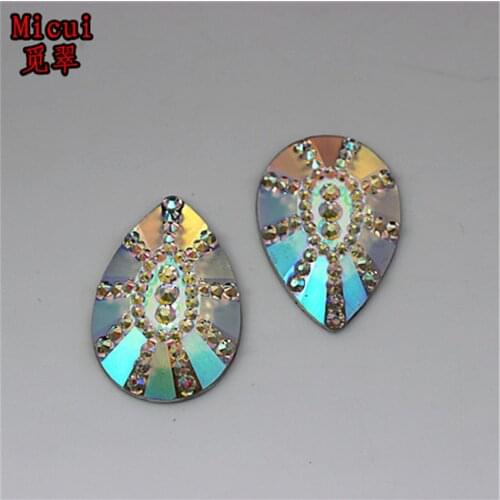 Micui 30pcs 20*30mm AB Clear Drop Resin Rhinestone Flatback Rhinestones Gems Stone for crafts clothing dress decoration ZZ502