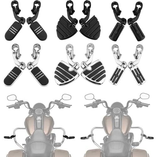 Motorcycle Universal 1.25" 32mm Engine Guards Airflow Foot Pegs Short Angled Mount Clamps For Harley Yamaha Honda Suzuki