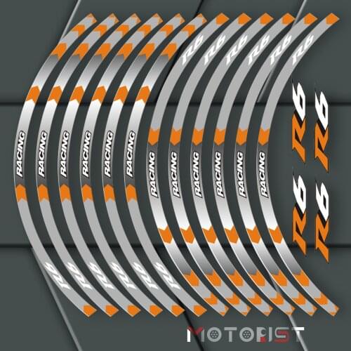 A set of 12pcs high quality motorcycle wheel decals waterproof Reflective stickers rim stripes For Yamaha YZF R6