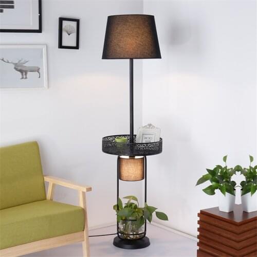 Standing Floor Lamp Living Room Modern Shelf Coffee Table Floor Lights American Bedroom Standing Vertical Table Home Deco Lamp
