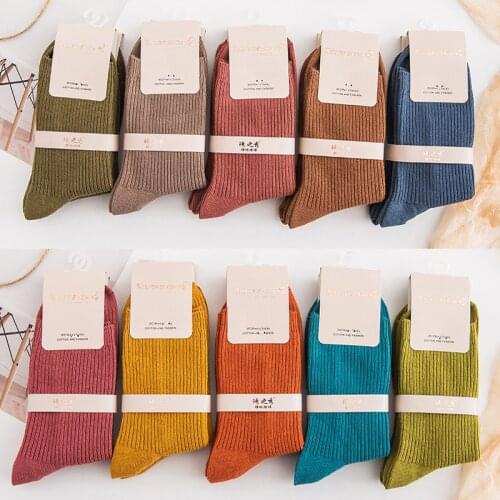 Cotton Womens Socks 10 Pairs Per Set Solid Color Thick Cotton Socks Wholesale