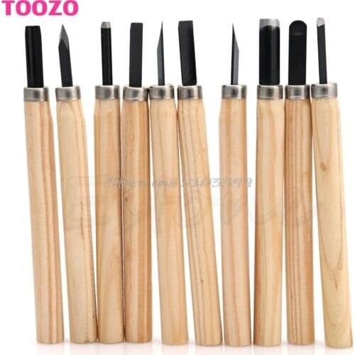 New 10Pcs Set Hand Wood Carving Chisels Knife For Basic Woodcut Working DIY Tool G08 Whosale&DropShip