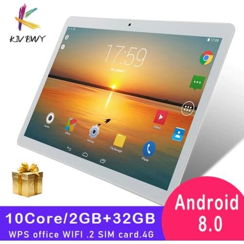KIVBWY Tablet Pc 10.1 inch Android 8.0 Ram 2+32GB Tablets Octa Core Google Play 4G LTE Phone Call Bluetooth Tempered Glass