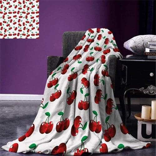 Fruits Throw Blanket Vibrant Cherries Vitamin Agriculture Exotic Summer Garden Pattern Warm Microfiber Blanket