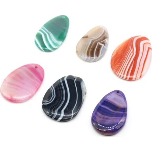 Natural Stone Crystal Black Grey Green Stripe Agates Pendant for DIY Jewelry Making Necklace Gift For Women Size 30x50-40x55mm